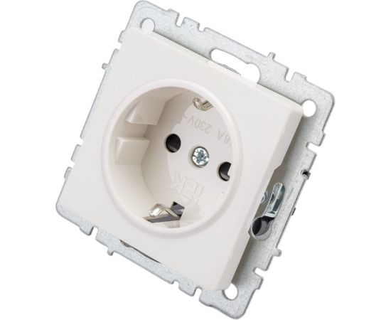 1-местная розетка IEK Brite рс14-1-0-брб с заземлением, с защитными шторками 16А, белый BR-R14-16-K01 