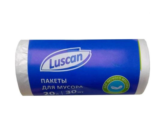Мешки для мусора 20 л, белые, пнд, 6 мкм, в рулоне 30 шт, 42x50 см Luscan 1694306 