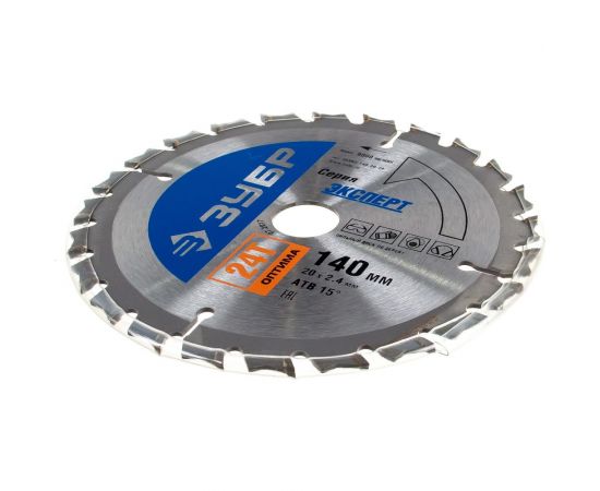 Диск пильный по дереву ""Оптимальный рез"" (140х20 мм; 24Т) Зубр 36903-140-20-24 – изображение 2