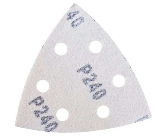 Треугольник абразивный на ворсовой подложке под липучку (5 шт; 93 мм; P240; 6 отв) MATRIX 73866 – изображение 3