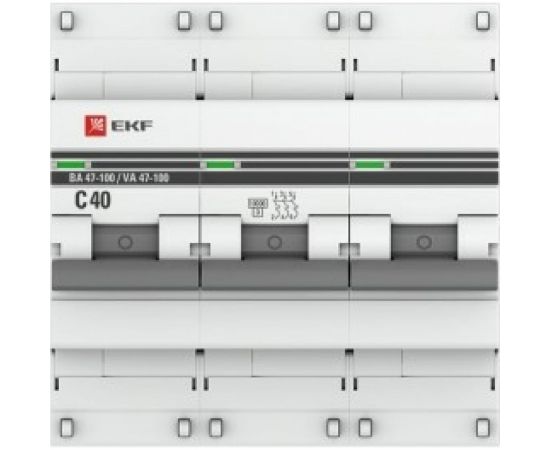 Автоматический выключатель EKF 3P 40А C 10kA ВА 47-100 PROxima SQmcb47100-3-40C-pro – изображение 2