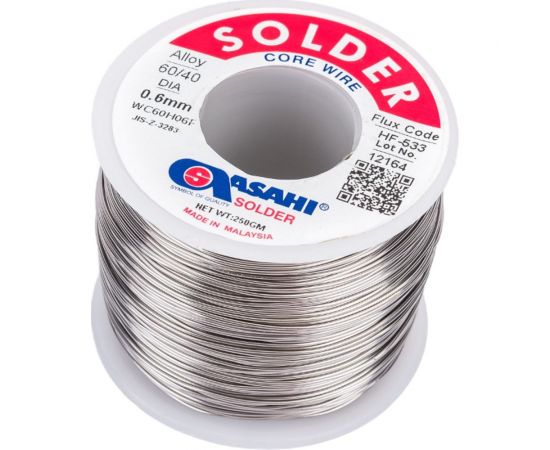 Припой (0.6 мм, 0.25 кг, Sn60/Pb40, HF533 флюс RMA) ASAHI 00-00001189 