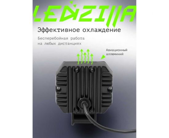 Противотуманная светодиодная фара LEDZILLA квадрат 20Вт 10-30В лампа диодная, балка дальнего светаLED ПТФ ДХО для авто противотуманки, 1шт G0030 – изображение 2