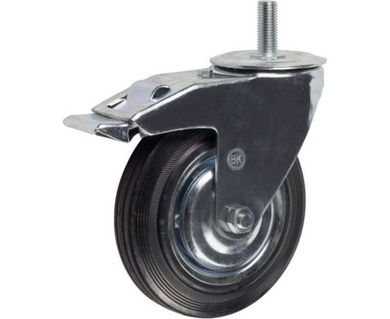 Колесо промышленное поворотное с роликовым подшипником на резьбе с тормозом (D75 мм; М10) Tech Tech-Krep 148534 