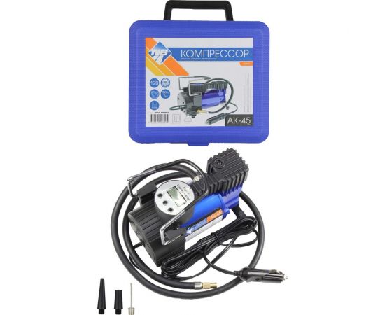 Компрессор Nova Bright АК-45, до 45 л/мин., 100 PSI, 12В, синий металлический корпус, пластиковый кейс, цифровой манометр, автостоп 36449 – изображение 4
