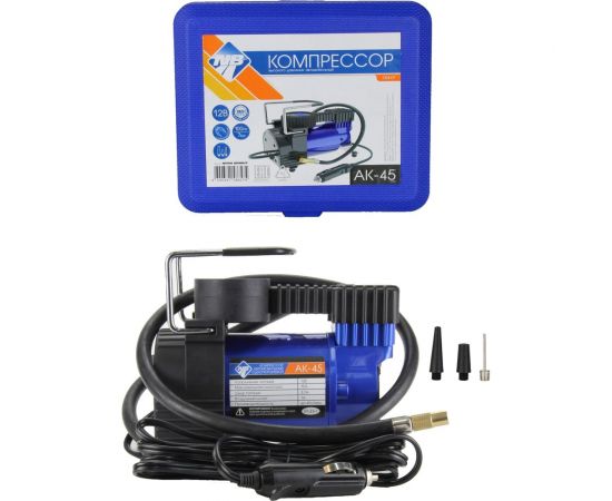 Компрессор Nova Bright АК-45, до 45 л/мин., 100 PSI, 12В, синий металлический корпус, пластиковый кейс, цифровой манометр, автостоп 36449 – изображение 2
