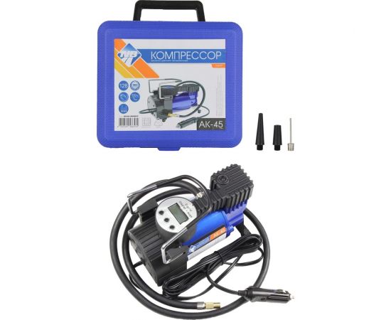Компрессор Nova Bright АК-45, до 45 л/мин., 100 PSI, 12В, синий металлический корпус, пластиковый кейс, цифровой манометр, автостоп 36449 – изображение 8