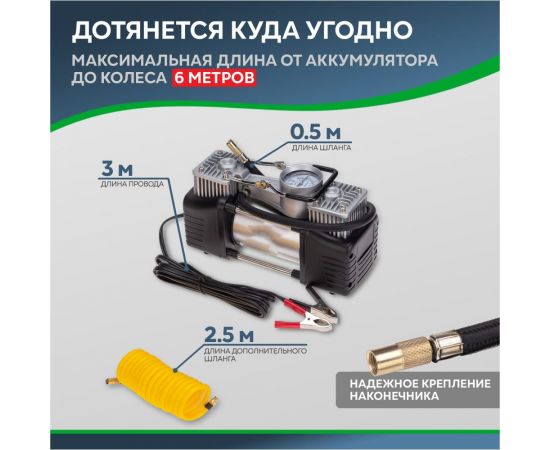 Автомобильный усиленный двухпоршневой компрессор REXANT в кейсе, с набором инструментов, 60 л/мин, 10 атм 80-0524 – изображение 15