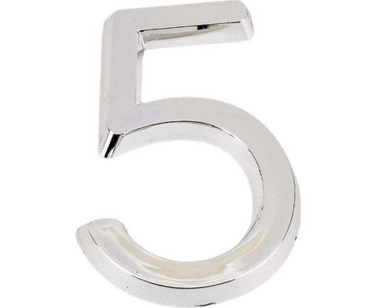 Самоклеящаяся цифра FUARO "5" ABS (50x37) CP хром 46907 