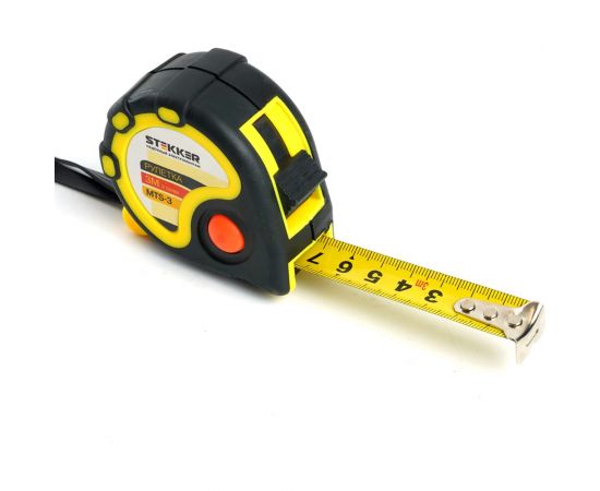 Рулетка STEKKER 3 м х 16 мм, магнит, прорезиненное покрытие, MTS-3, 39782 
