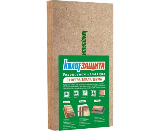 Мягкая древесноволокнистая плита (МДВП) Knauf Insulation кнауф защита, 22x600x1250 мм, 3 кв. м, 4 плиты 789379 