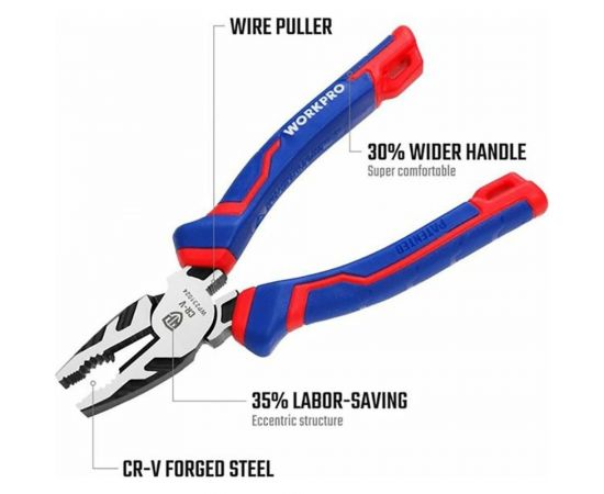 Комбинированные плоскогубцы WORKPRO 200 мм, 8 дюймов, CR-V WP231026 – изображение 2