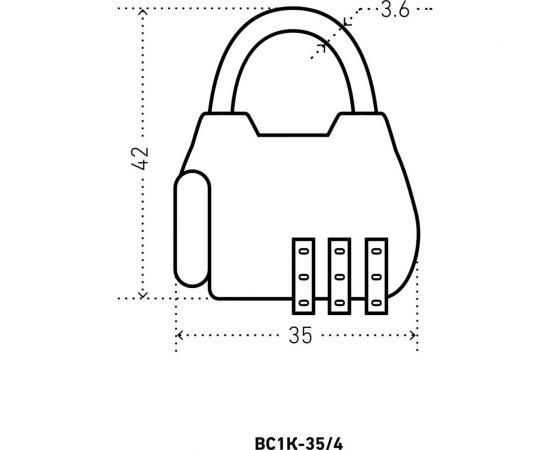 Навесной кодовый замок Аллюр ВС1К-35/4 золото 3457 – изображение 2