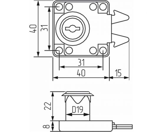 Врезной замок для шкафа-купе (ДСП) Mebax хром, 19 мм 00-00002163 