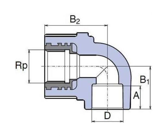 Колено WAVIN EKOPLASTIK 90 PP-R D20x1/2""РВ, EK SKOI02020X – изображение 2