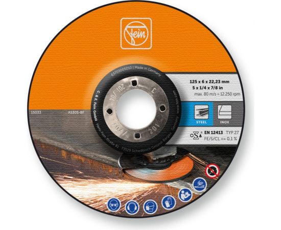 Диск абразивный зачистной 125х22.2х6 мм, 10 шт Fein 63703005010 