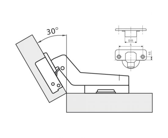 Угловая петля MF 30 градусов, Slide-on 9712v – изображение 2