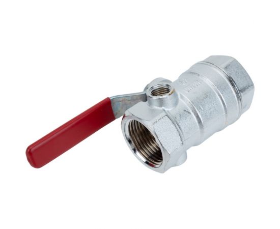 Шаровой кран Giacomini, R250DS, 1"", ВВ, ручка-рычаг красный, хромированный, со сливом R250SX005 – изображение 6