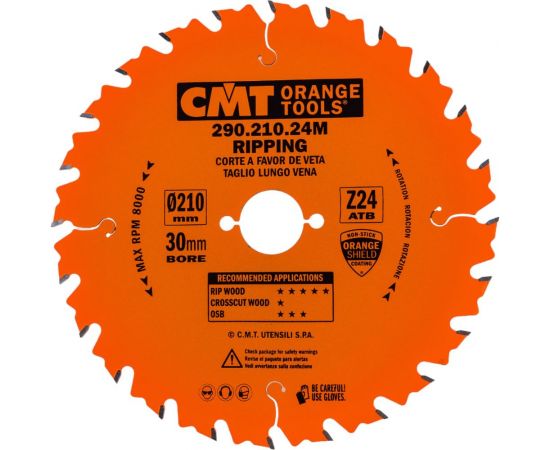 Диск пильный по дереву (210х30х2,8/1,8 мм; Z24) CMT 290.210.24M 