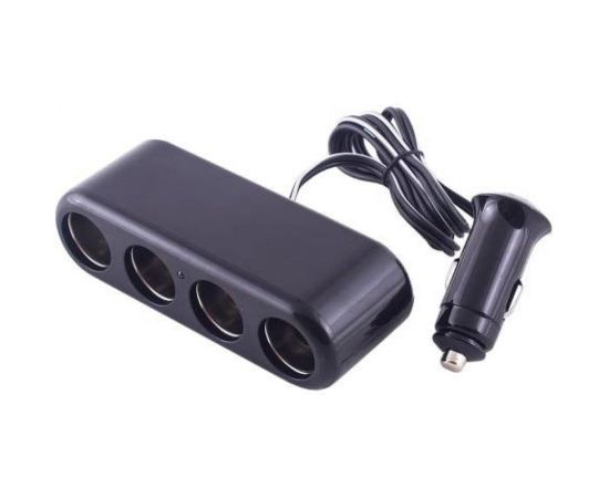 Разветвитель прикуривателя SKYWAY 4 гнезда, черный, предохранитель 10А S02301014 