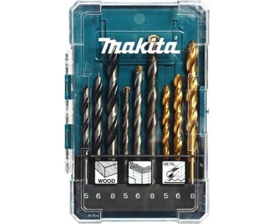 Набор сверл (9 шт.; 5, 6, 8 мм; дерево/металл/бетон) Makita D-71962 