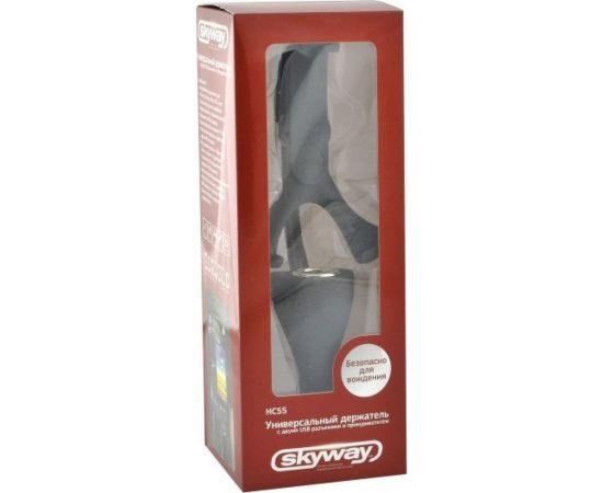 Держатель телефона SKYWAY в прикуриватель с USB-портом шир.55-85 мм, выс.120-150мм 360,12/24V S00301003 – изображение 4