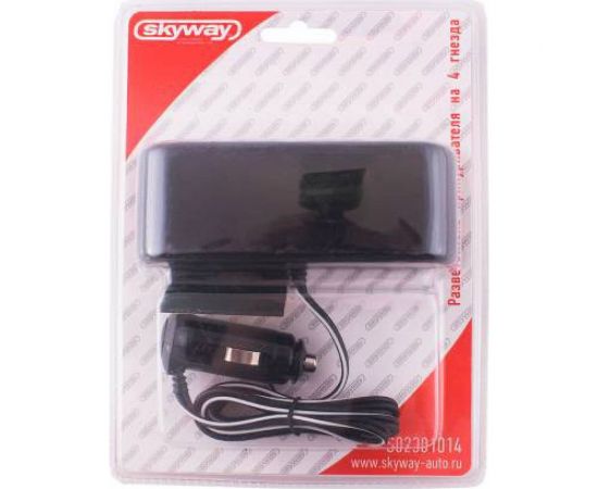 Разветвитель прикуривателя SKYWAY 4 гнезда, черный, предохранитель 10А S02301014 – изображение 2