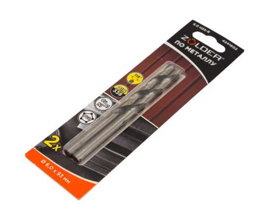 Сверло по металлу HSS-R (2 шт; 6х93 мм; цилиндрический хвостовик) ZOLDER 4241602 – изображение 3