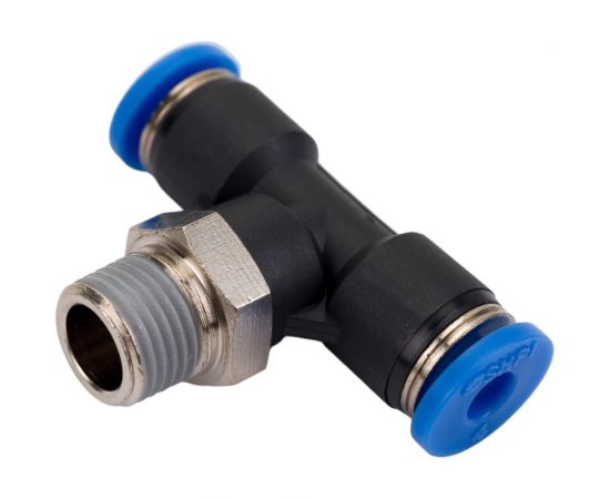 Тройник цанговый T-образный с наружной резьбой (1/8M; 4 мм) SHPI PT 04-R01 – изображение 2