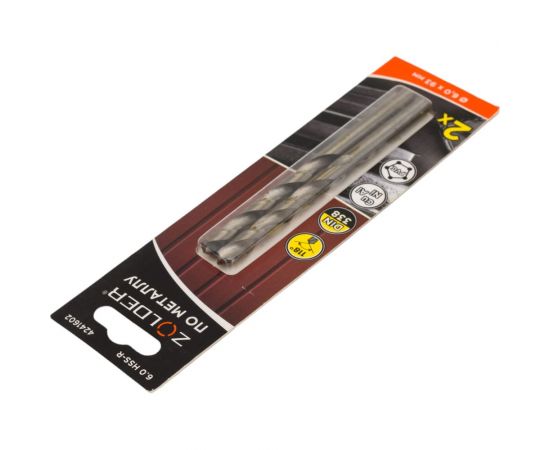 Сверло по металлу HSS-R (2 шт; 6х93 мм; цилиндрический хвостовик) ZOLDER 4241602 – изображение 2