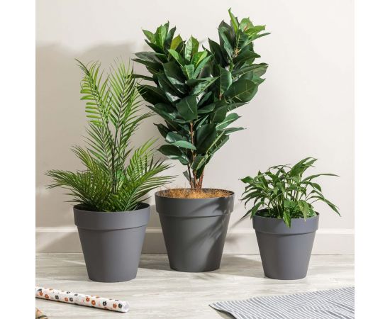 Горшок для цветов Idiland Tarragon 7 л, D 250 мм с дренажной вставкой, серый 221610535/01 – изображение 4