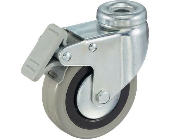 Колесо аппаратное поворотное под болт с тормозом (80 мм; серая резина; полипропилен) Tellure Rota 377103 – изображение 5