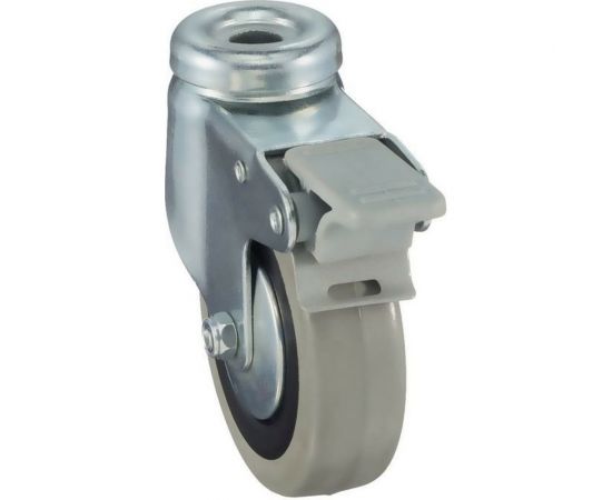 Колесо аппаратное поворотное под болт с тормозом (80 мм; серая резина; полипропилен) Tellure Rota 377103 – изображение 7