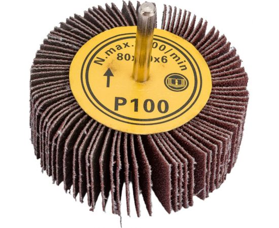 Головка-щётка лепестковая на шпильке (80x30x6 мм; Р100) Orientcraft OCFW80306100 