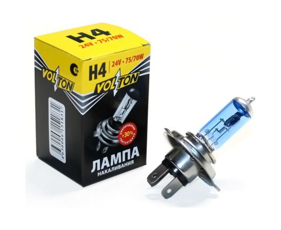 Лампа VOLTON галогенная, H4, 24 В, 75/70 Вт, Р43t +30% VLT1403U 
