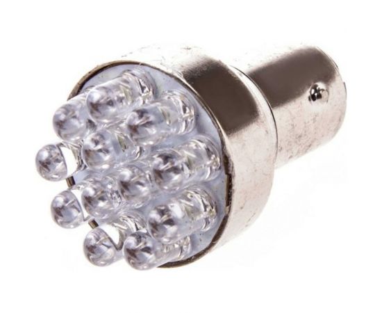 Автолампа диод S25 24V 12 LED диодов BAY15d 2-контурная белая SKYWAY S08202001 