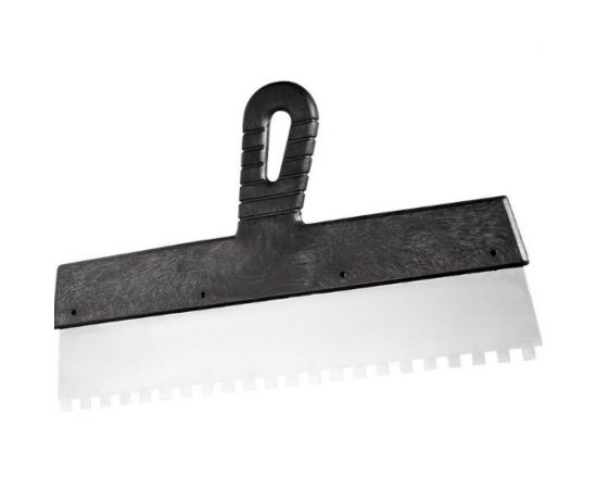 Шпатель из нержавеющей стали, 150 мм, зуб 10x10 мм, пластмассовая ручка СИБРТЕХ 85480 