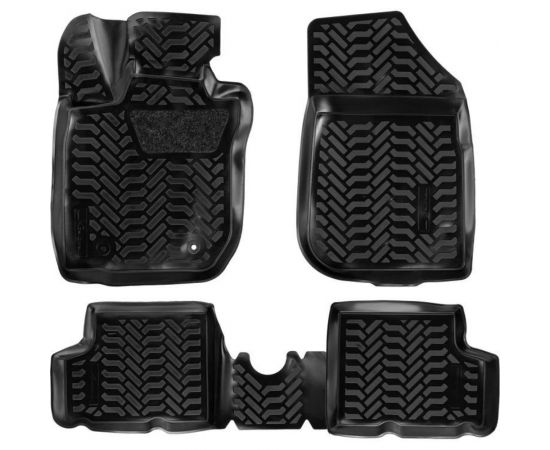 Ковры Airline для Renault Duster 2WD 11-15, 4 шт., высокий борт, 3D с подпятником, ТЭП, черные ACM-PS-53 