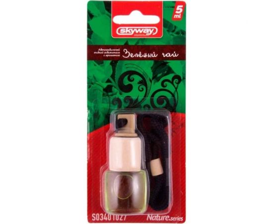 Подвесной ароматизатор - бутылочка с деревянной крышкой SKYWAY Nature.series 5 мл зеленый чай S03401027 