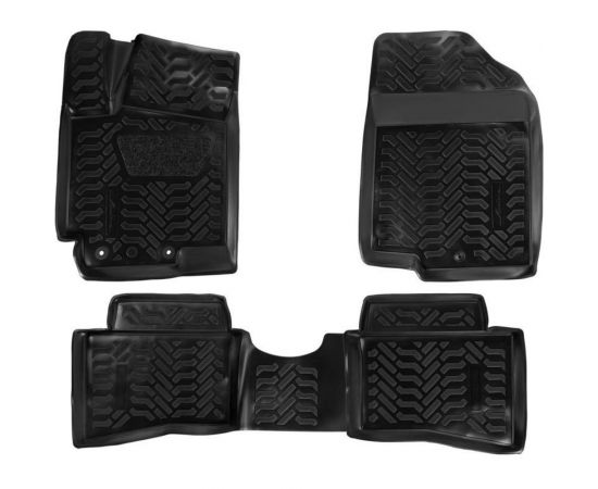 Ковры Airline для Hyundai Solaris I 10-17, 4 шт., крепеж, высокий борт, 3D с подпятником, ТЭП, черные ACM-PS-36 