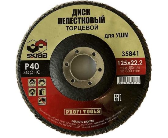 Круг лепестковый плоский (10 шт; 125х22 мм; Р40) SKRAB 35841 