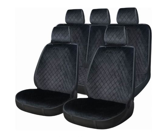 Накидка на сиденье автомобиля A2DM велюр, черный/черный, комплект на весь салон 105334 