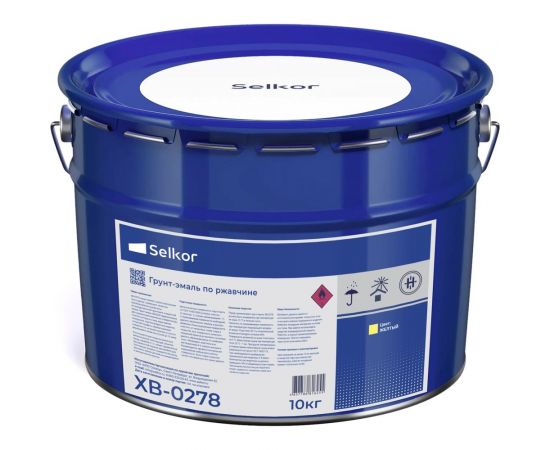 Грунт-эмаль Selkor ХВ-0278 желтая 10 кг 91018 – изображение 3