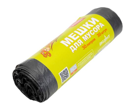 Мешки для мусора 30 л, 30 шт, черные, ролик Золушка 6452 – изображение 2