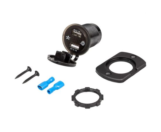 Встраиваемая влагозащищенная USB-розетка Airline с 2 портами и вольтметром, вкл/выкл, 5 В, 2.1 А + 2.1 А AEBJ203 – изображение 6