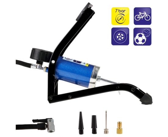 Ножной насос Alca 1 цилиндр, манометр, 7 бар, 4 адаптера 201200 – изображение 6
