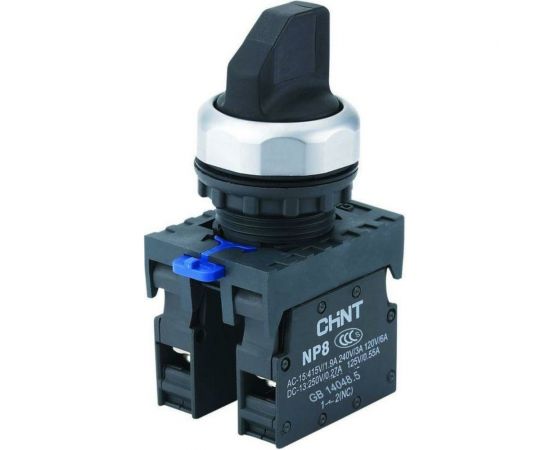 Переключатель CHINT с фиксацией NP8-10X/21 без подсветки 1НО черн. IP65 (R) 578661 