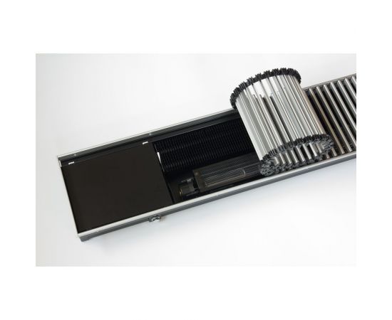 Внутрипольный конвектор KVZ с вентилятором с решеткой KVZ-Vent-180-70-1400-2V-UA/RRA-180-1400-A 