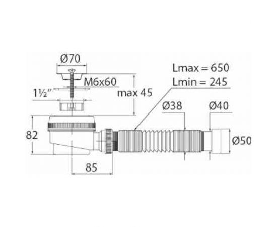 Сифон для поддона VIRPLAST 1.1/2х40мм с гофрой 40/50 L700мм 100920 30986862 – изображение 2