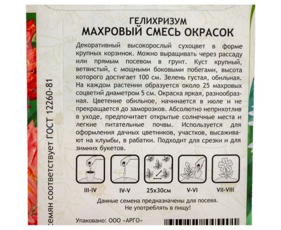 Семена Садовита Гелихризум Махровый смесь, 0.25 г 00208016 – изображение 3